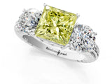 White gold Three-Stone Fancy Yellow Princess Cut Cut Diamond Ring with Channel-Set Band and Prong Setting_1