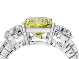White gold Three-Stone Fancy Yellow Princess Cut Cut Diamond Ring with Channel-Set Band and Prong Setting_4
