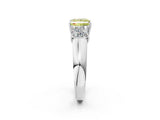 White gold Three-Stone Fancy Yellow Princess Cut Cut Diamond Ring with Prong Setting and Classic Band_2