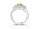 White gold Three-Stone Fancy Yellow Princess Cut Cut Diamond Ring with Prong Setting and Classic Band_3