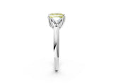 White gold Three-Stone Fancy Yellow Princess Cut Cut Diamond Ring with Trillion Side Stones and Four-Prong Setting_25