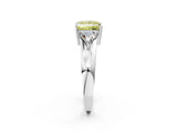 White gold Three-Stone Fancy Yellow Princess Cut Cut Diamond Ring with Trillion Side Stones on a Split Shank Band_14