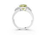 White gold Three-Stone Fancy Yellow Princess Cut Cut Diamond Ring with Trillion Side Stones on a Split Shank Band_3