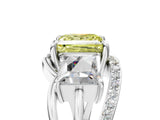 White gold Three-Stone Fancy Yellow Princess Cut Cut Diamond Split Shank Prong Set Ring_17