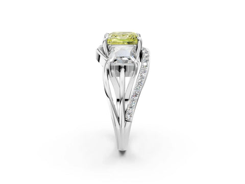 White gold Three-Stone Fancy Yellow Princess Cut Cut Diamond Split Shank Prong Set Ring_26
