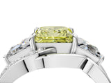 White gold Three-Stone Fancy Yellow Princess Cut Cut Diamond Split Shank Prong Set Ring_28