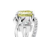 White gold Three-Stone Fancy Yellow Princess Cut Cut Diamond Split Shank Prong Set Ring_29