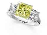 White gold Three-Stone Fancy Yellow Princess Cut Cut Solitaire Ring with Classic Prong Setting_13