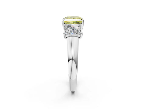 White gold Three-Stone Fancy Yellow Princess Cut Cut Solitaire Ring with Classic Prong Setting_14