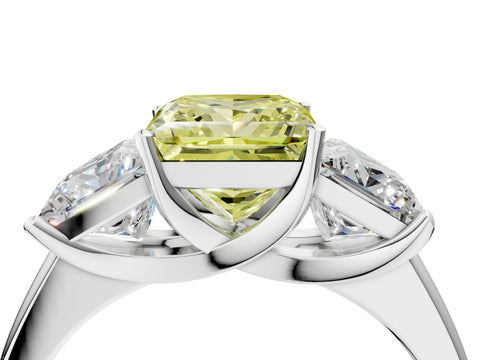 White gold Three-Stone Fancy Yellow Princess Cut Cut Solitaire Ring with Classic Prong Setting_16
