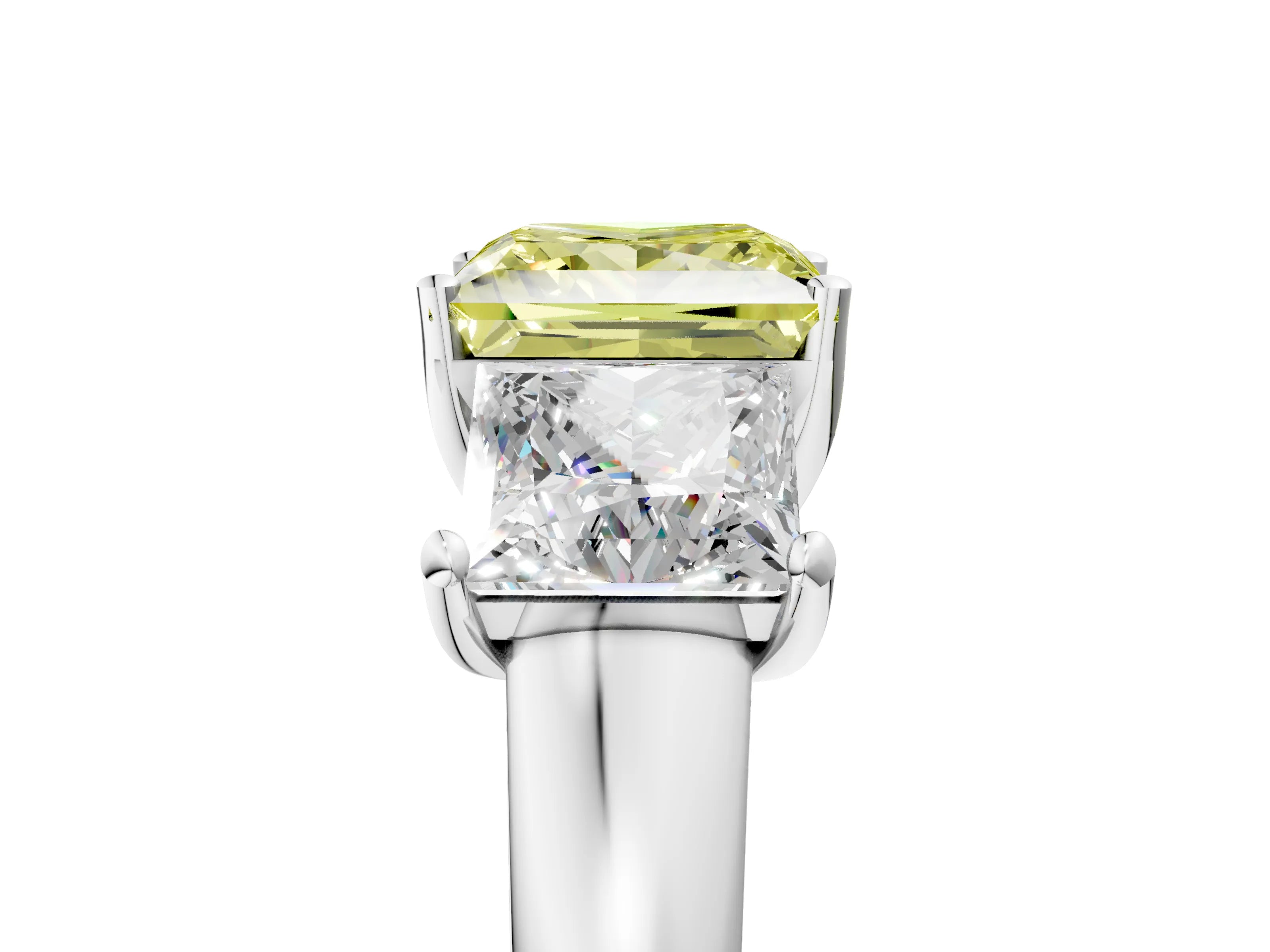 White gold Three-Stone Fancy Yellow Princess Cut Cut Solitaire Ring with Classic Prong Setting_17