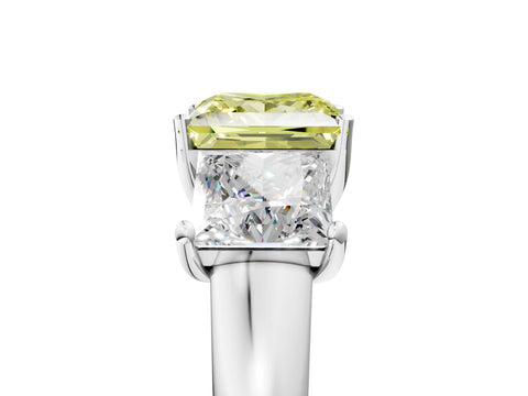 White gold Three-Stone Fancy Yellow Princess Cut Cut Solitaire Ring with Classic Prong Setting_17