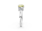 White gold Three-Stone Fancy Yellow Princess Cut Cut Solitaire Ring with Classic Prong Setting_2