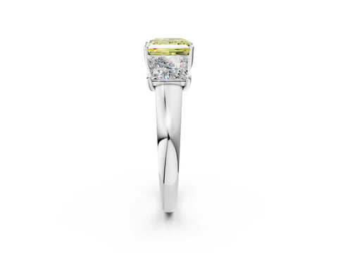 White gold Three-Stone Fancy Yellow Princess Cut Cut Solitaire Ring with Classic Prong Setting_2