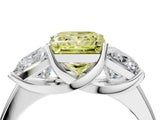 White gold Three-Stone Fancy Yellow Princess Cut Cut Solitaire Ring with Classic Prong Setting_4