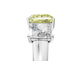 White gold Three-Stone Fancy Yellow Princess Cut Cut Solitaire Ring with Classic Prong Setting_5