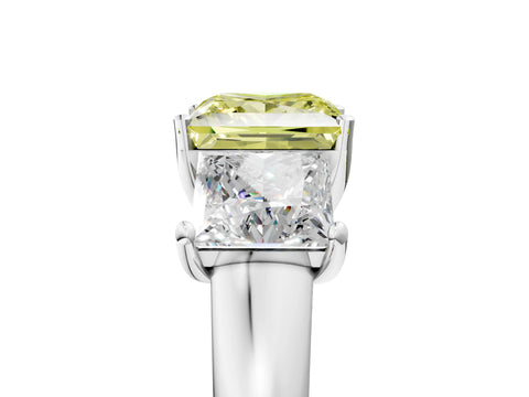White gold Three-Stone Fancy Yellow Princess Cut Cut Solitaire Ring with Classic Prong Setting_5