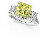 White gold Three-Stone Fancy Yellow Princess Cut Diamond Braided Band Ring with Four-Prong Setting_35