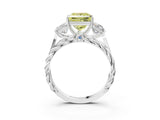 White gold Three-Stone Fancy Yellow Princess Cut Diamond Braided Band Ring with Four-Prong Setting_38