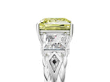 White gold Three-Stone Fancy Yellow Princess Cut Diamond Braided Band Ring with Four-Prong Setting_40