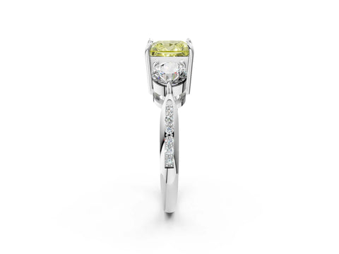 White gold Three-Stone Fancy Yellow Princess Cut Diamond Channel Set Engagement Ring with Prong Setting_14