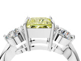 White gold Three-Stone Fancy Yellow Princess Cut Diamond Channel Set Engagement Ring with Prong Setting_16