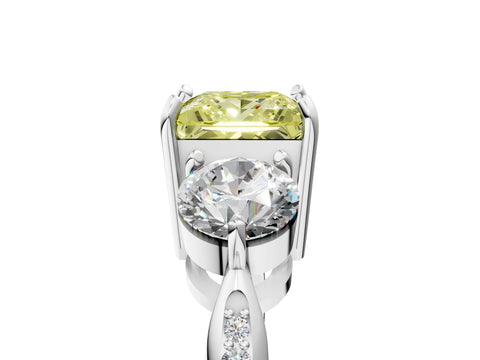 White gold Three-Stone Fancy Yellow Princess Cut Diamond Channel Set Engagement Ring with Prong Setting_17