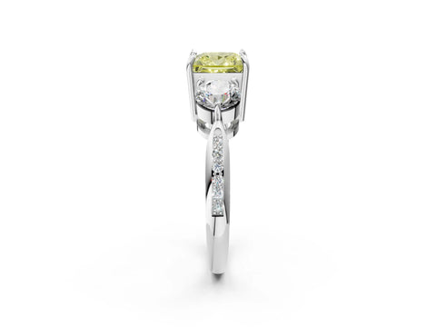 White gold Three-Stone Fancy Yellow Princess Cut Diamond Channel Set Engagement Ring with Prong Setting_38