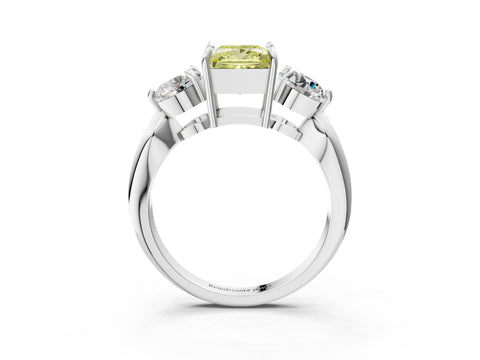 White gold Three-Stone Fancy Yellow Princess Cut Diamond Channel Set Engagement Ring with Prong Setting_39