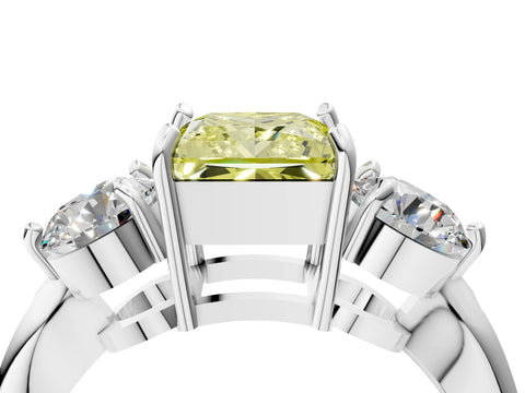 White gold Three-Stone Fancy Yellow Princess Cut Diamond Channel Set Engagement Ring with Prong Setting_40