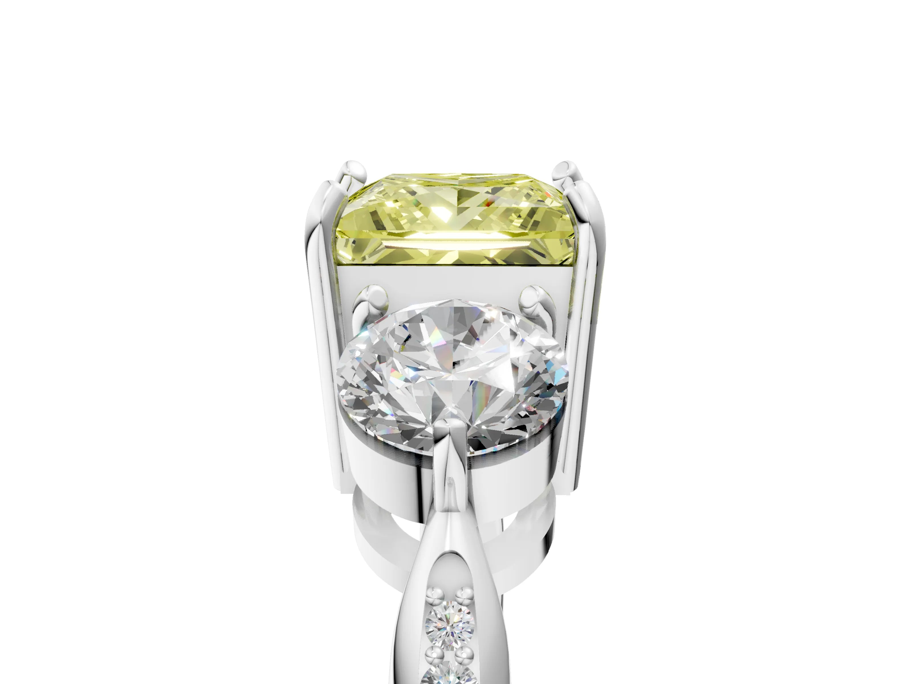 White gold Three-Stone Fancy Yellow Princess Cut Diamond Channel Set Engagement Ring with Prong Setting_41