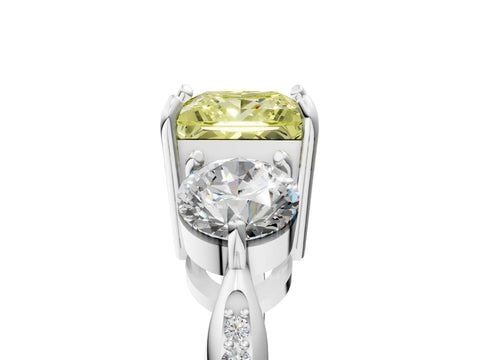 White gold Three-Stone Fancy Yellow Princess Cut Diamond Channel Set Engagement Ring with Prong Setting_41