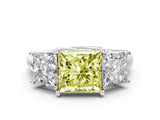 White gold Three-Stone Fancy Yellow Princess Cut Diamond Engagement Ring with Prong Setting_15