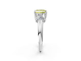 White gold Three-Stone Fancy Yellow Princess Cut Diamond Engagement Ring with Prong Setting_17