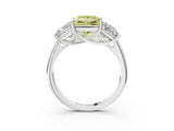 White gold Three-Stone Fancy Yellow Princess Cut Diamond Engagement Ring with Prong Setting_18