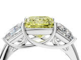 White gold Three-Stone Fancy Yellow Princess Cut Diamond Engagement Ring with Prong Setting_19