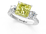 White gold Three-Stone Fancy Yellow Princess  Cut Diamond Pavé Band with Four-Prong Setting_10