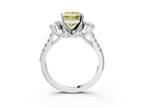 White gold Three-Stone Fancy Yellow Princess  Cut Diamond Pavé Band with Four-Prong Setting_12