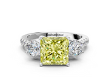 White gold Three-Stone Fancy Yellow Princess  Cut Diamond Pavé Band with Four-Prong Setting_26
