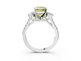 White gold Three-Stone Fancy Yellow Princess  Cut Diamond Pavé Band with Four-Prong Setting_3