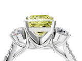 White gold Three-Stone Fancy Yellow Princess  Cut Diamond Pavé Band with Four-Prong Setting_4