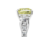 White gold Three-Stone Fancy Yellow Princess  Cut Diamond Pavé Band with Four-Prong Setting_5