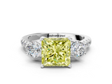 White gold Three-Stone Fancy Yellow Princess  Cut Diamond Pavé Band with Four-Prong Setting_9