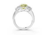 White gold Three-Stone Fancy Yellow Princess  Cut Diamond Ring with Channel-Set Band and Four-Prong Setting_19