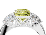 White gold Three-Stone Fancy Yellow Princess  Cut Diamond Ring with Channel-Set Band and Four-Prong Setting_20