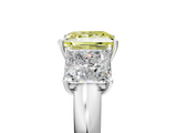 White gold Three-Stone Fancy Yellow Princess  Cut Diamond Ring with Channel-Set Band and Four-Prong Setting_22