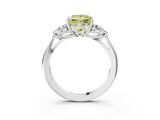 White gold Three-Stone Fancy Yellow Princess  Cut Diamond Ring with Pear Side Stones in Four-Prong Setting_3