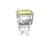 White gold Three-Stone Fancy Yellow Princess Cut Diamond Ring with Round Side Stones, Classic Band, and Four-Prong Setting_39