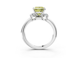White gold Three-Stone Fancy Yellow Princess  Cut Diamond Solitaire with Prong Setting and Classic Band_3