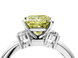 White gold Three-Stone Fancy Yellow Princess  Cut Diamond Solitaire with Prong Setting and Classic Band_4
